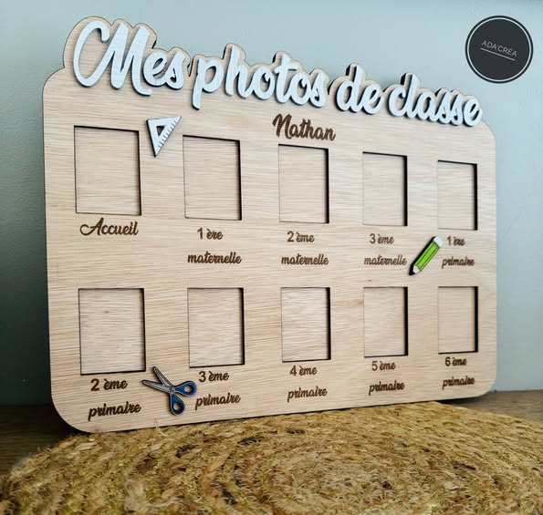 Cadre en bois personnalisable "Mes photos de classe"