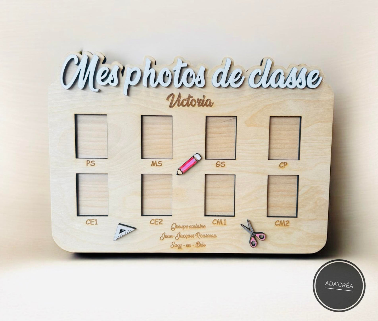 Cadre en bois "Mes photos de classe" version française