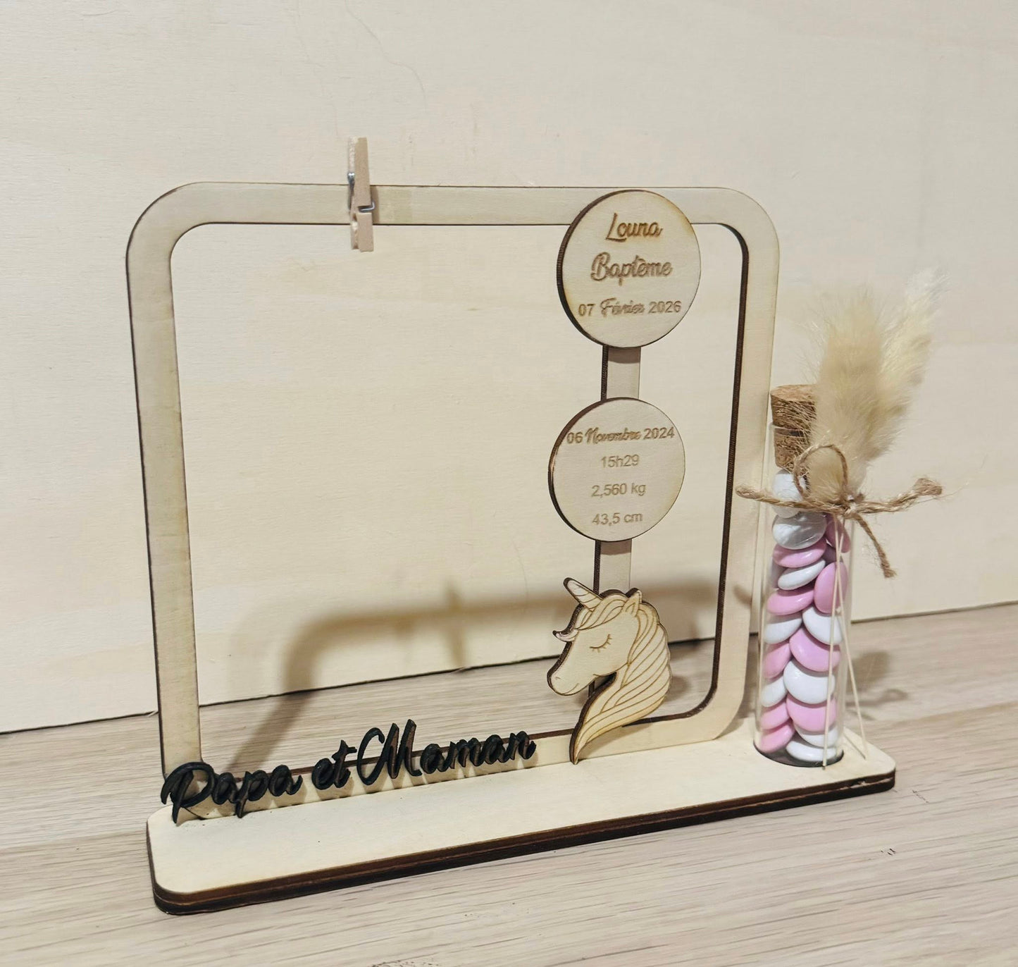 Support photo en bois personnalisable - Thème au choix